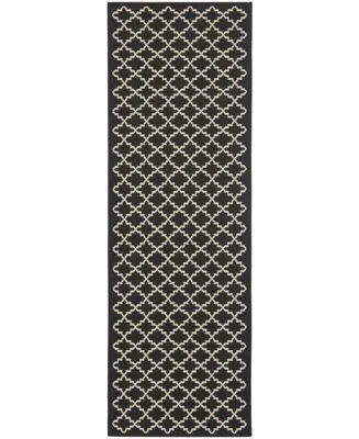 Safavieh Courtyard CY6919 Black and Beige 2'3" x 16' Runner Outdoor Area Rug