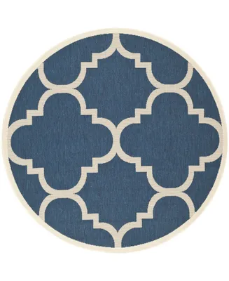 Safavieh Courtyard CY6243 Navy and Beige 7'10" x 7'10" Sisal Weave Round Outdoor Area Rug