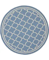 Safavieh Courtyard CY6918 Blue and Beige 4' x 4' Sisal Weave Round Outdoor Area Rug