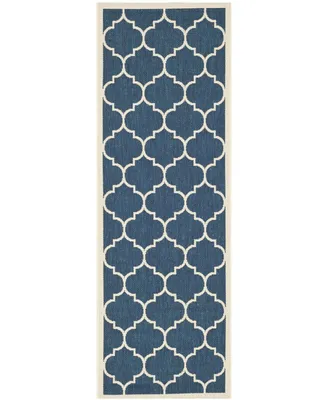 Safavieh Courtyard CY6914 Navy and Beige 2'3" x 14' Sisal Weave Runner Outdoor Area Rug