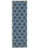 Safavieh Courtyard CY6914 Navy and Beige 2'3" x 14' Sisal Weave Runner Outdoor Area Rug