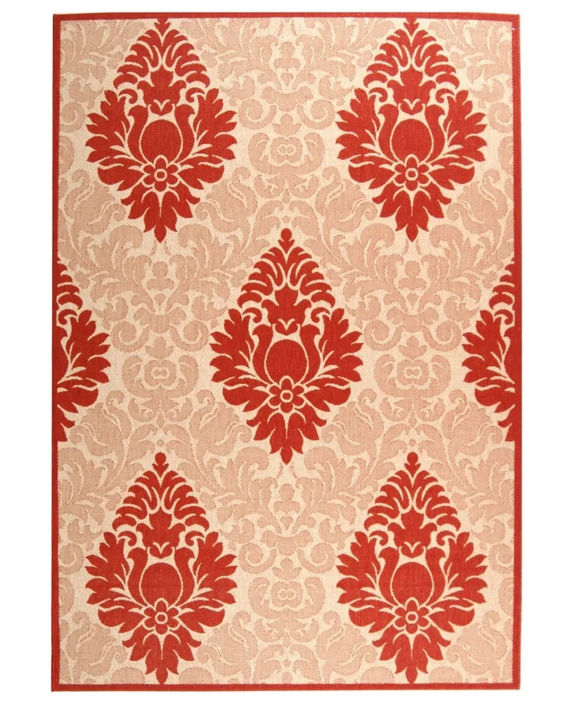 Safavieh Courtyard CY2714 Natural and Red 4' x 5'7" Sisal Weave Outdoor Area Rug