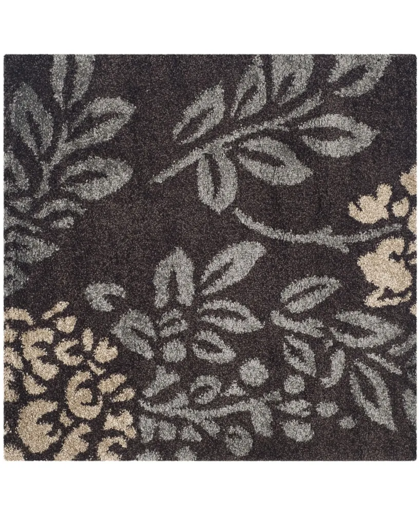 Safavieh Florida Shag SG456 Dark Brown and Gray 6'7" x 6'7" Square Area Rug