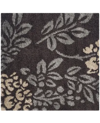 Safavieh Florida Shag SG456 Dark Brown and Gray 6'7" x 6'7" Square Area Rug