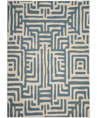 Safavieh Amsterdam AMS106 Ivory and Light Blue 6'7" x 9'2" Outdoor Area Rug