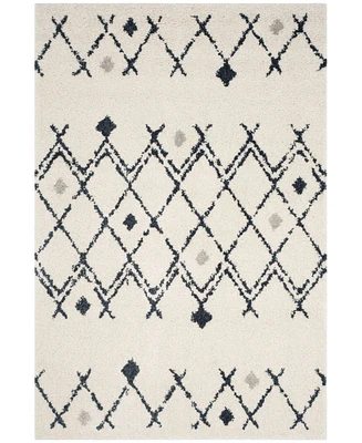 Safavieh Berber Shag BER164 Cream and Navy 4' x 6' Area Rug