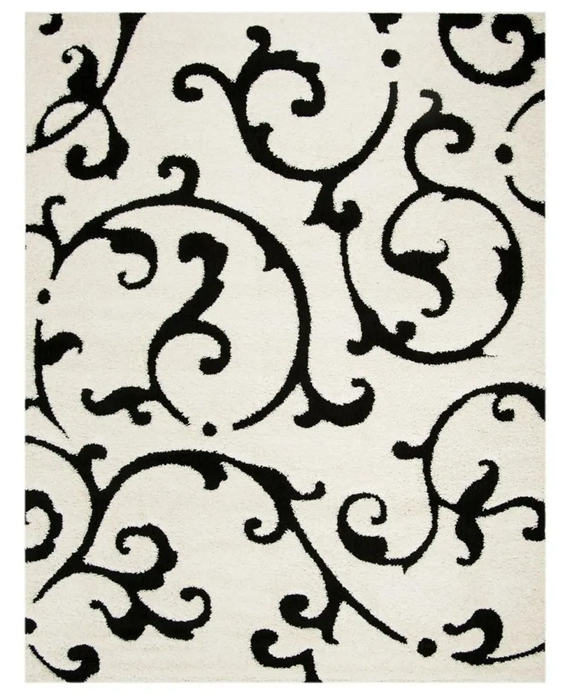 Safavieh Florida Shag SG476 Ivory and Black 8'6" x 12' Area Rug