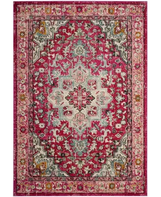 Safavieh Monaco MNC250 Fuchsia and Light Blue 6'7" x 6'7" Round Area Rug