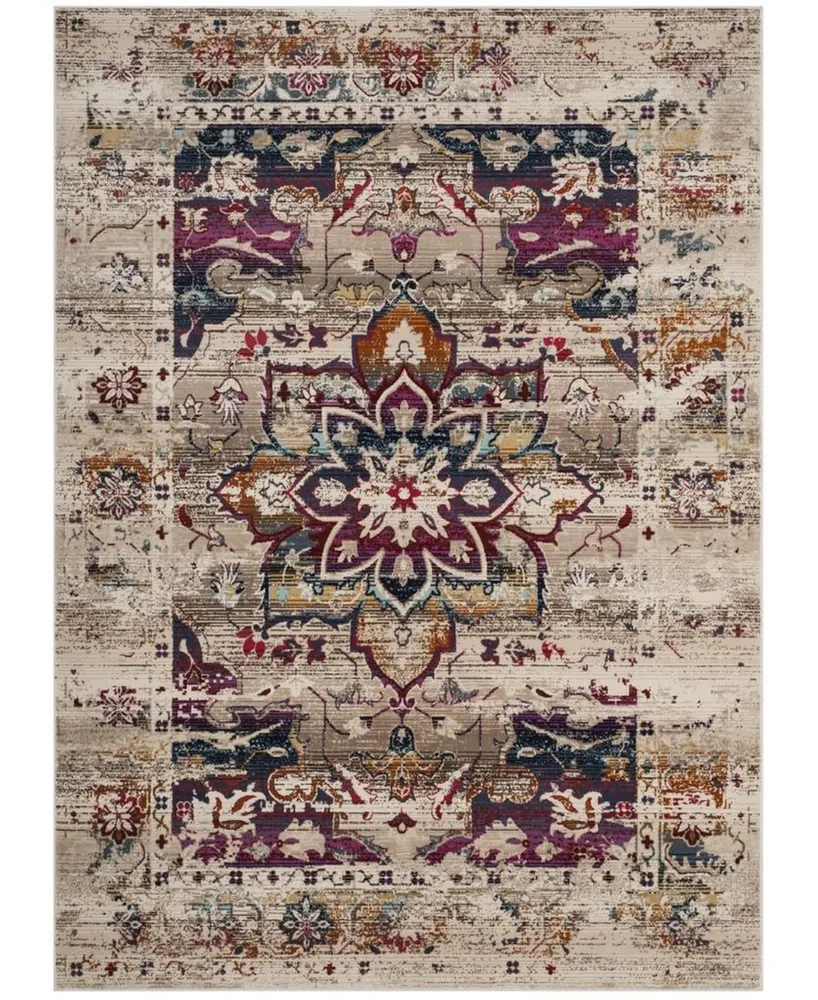 Safavieh Baldwin BDN193 Cream and Fuchsia 6'7" x 9'2" Area Rug