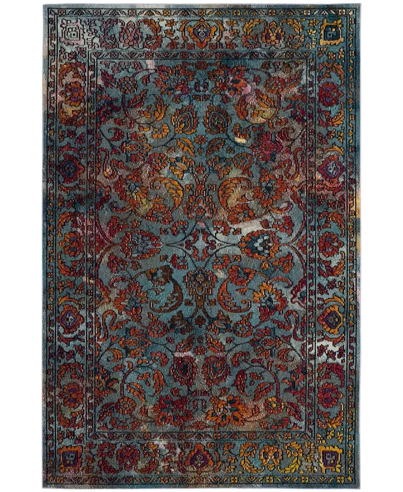 Safavieh Crystal CRS515 Light Blue and Orange 6'7" x 9'2" Area Rug