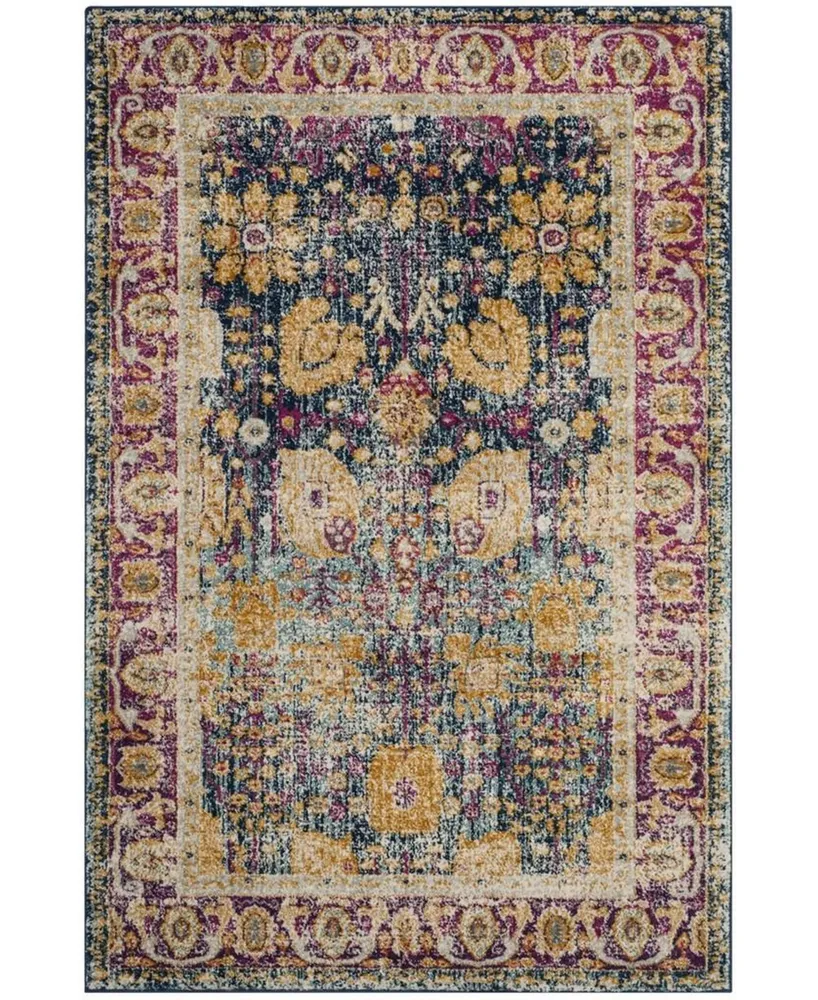 Safavieh Granada GRA350 Blue and Fuchsia 6'7" x 6'7" Sisal Weave Round Area Rug