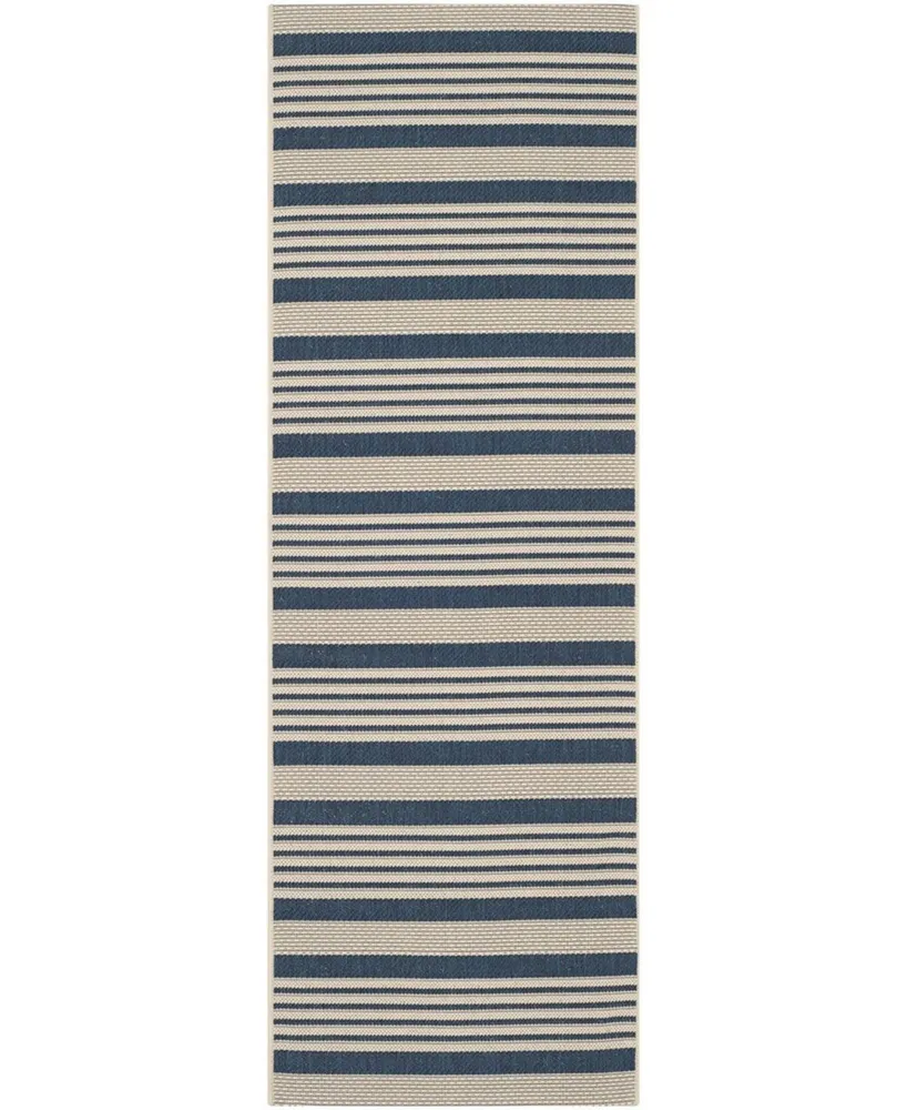 Safavieh Courtyard CY6062 Navy and Beige 2'3" x 10' Sisal Weave Runner Outdoor Area Rug