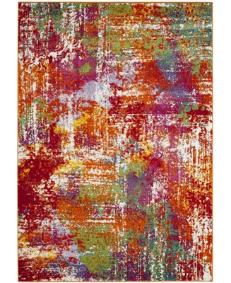 Safavieh Watercolor WTC695 Orange and Green 2'2" x 8' Runner Area Rug