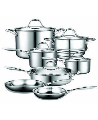 12-Piece Multi-Ply Full Clad Stainless Steel Kitchen Cookware Sets with Stay-Cool Handles