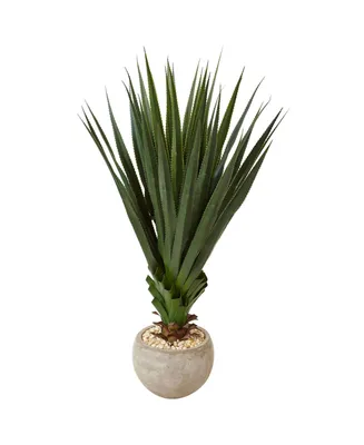 Nearly Natural Spiked Agave Artificial Plant in Sand Colored Bowl