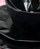 Elama Retro Chic 16 Piece Glazed Dinnerware Set in Black