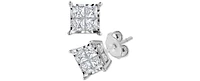 TruMiracle Diamond Princess Cluster Stud Earrings (1 ct. t.w.) 14k White, Yellow or Rose Gold