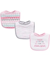 Luvable Friends Baby Girl Cotton Drooler Bibs with Fiber Filling 3pk