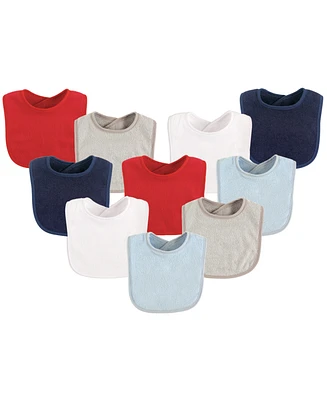 Luvable Friends Baby Boy Cotton Terry Bibs 10pk,