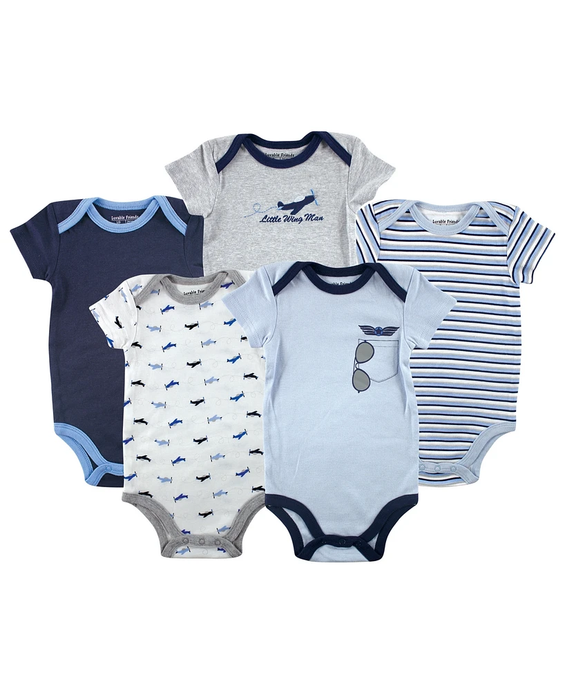 Luvable Friends Baby Boy Cotton Bodysuits 5pk