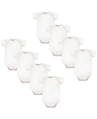 Luvable Friends Cotton Bodysuits 8Pk, White, 18-24 Months