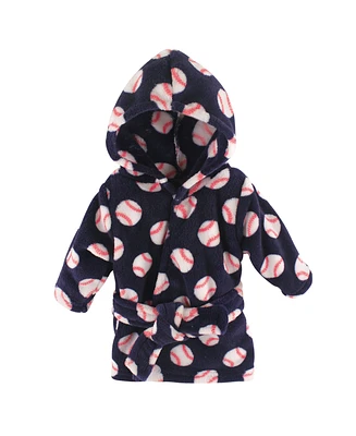 Luvable Friends Baby Boys Baby Plush Bathrobe, Baseball, 0-9M