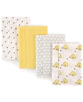 Hudson Baby Unisex Infant Cotton Flannel Burp Cloths 4pk, Bee, One Size