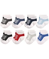 Hudson Baby Boys Cotton Rich Newborn and Terry Socks, Sneaker Navy Gray, 12-24 Months