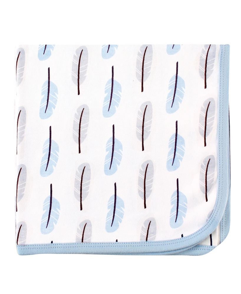 Touched by Nature Baby Boy Organic Cotton Swaddle, Receiving and Multi-purpose Blanket, One