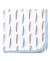 Touched by Nature Baby Boy Organic Cotton Swaddle, Receiving and Multi-purpose Blanket, One
