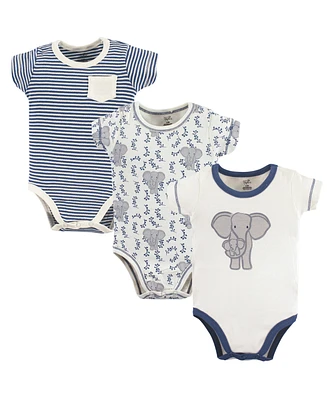 Touched by Nature Baby Boys Organic Cotton Bodysuits 3pk, Elephant