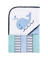 Luvable Friends Baby Girl Hooded Towel with Five Washcloths