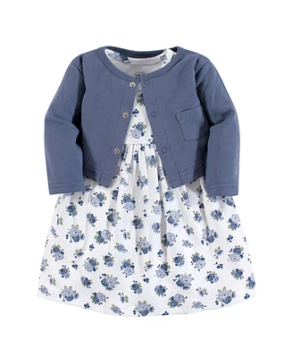 Luvable Friends Baby Girls Dress and Cardigan 2pc Set