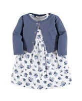 Luvable Friends Baby Girls Dress and Cardigan 2pc Set
