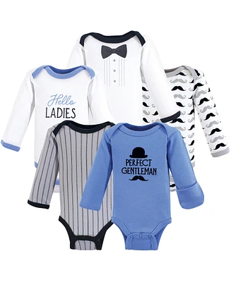 Hudson Baby Infant Boy Cotton Preemie Long-Sleeve Bodysuits 5pk, Basic Football, Preemie