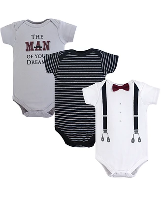 Little Treasure Baby Boy Cotton Bodysuits 3pk, Lumberjack Bow Tie, 18-24 Months