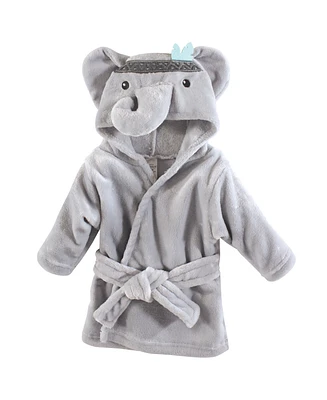 Little Treasure Baby Girls Treasure Plush Bathrobe, Blossom Elephant, 0-9 Months