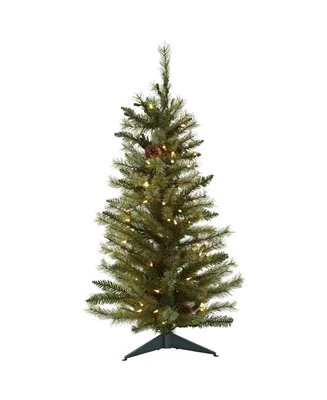 3-Ft. Christmas Tree with Pine Cones and Clear Lights