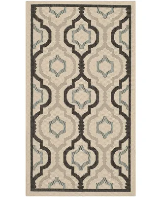 Safavieh Courtyard CY7938 Beige and Black 5'3" x 5'3" Round Outdoor Area Rug