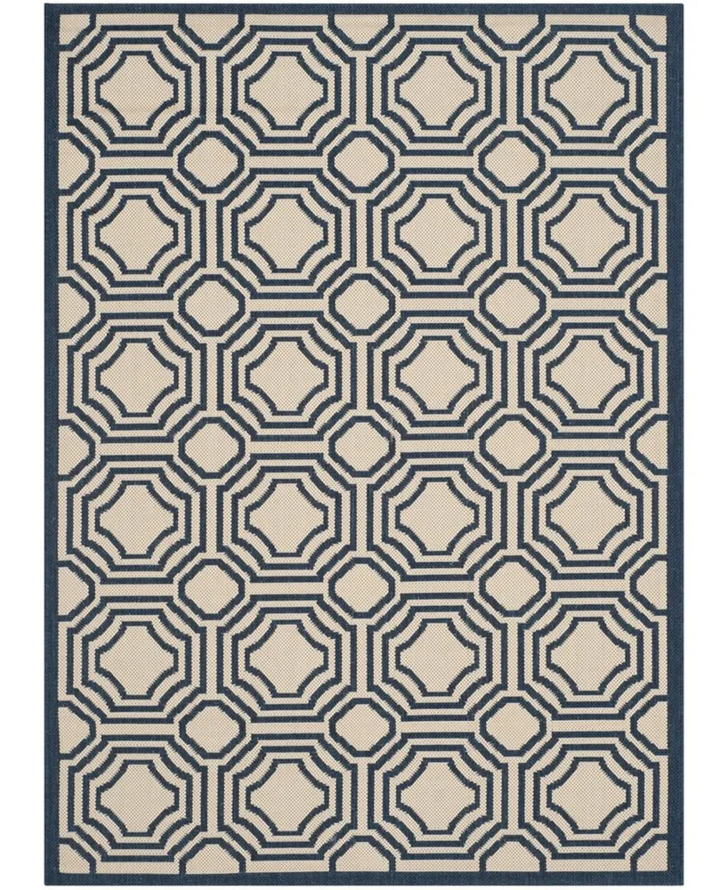 Safavieh Courtyard CY6112 Beige and Navy 4' x 5'7" Outdoor Area Rug