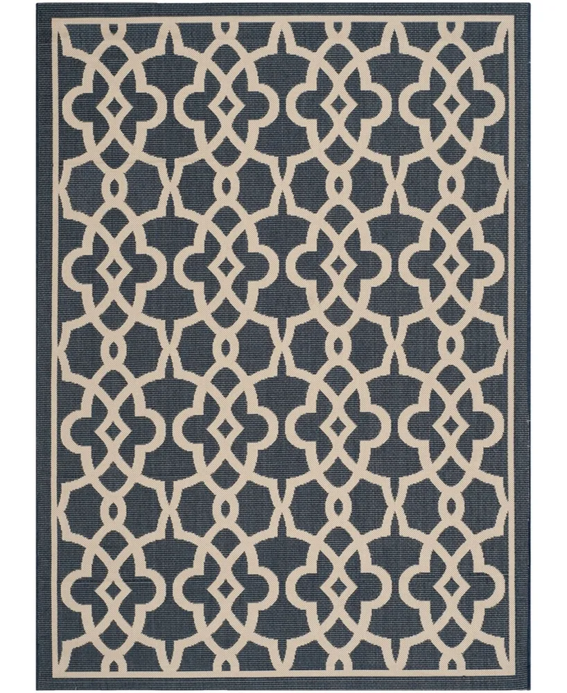 Safavieh Courtyard CY6071 Navy and Beige 5'3" x 7'7" Sisal Weave Outdoor Area Rug