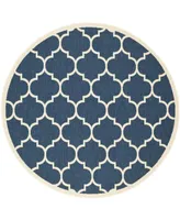 Safavieh Courtyard CY6914 Navy and Beige 5'3" x 5'3" Sisal Weave Round Outdoor Area Rug