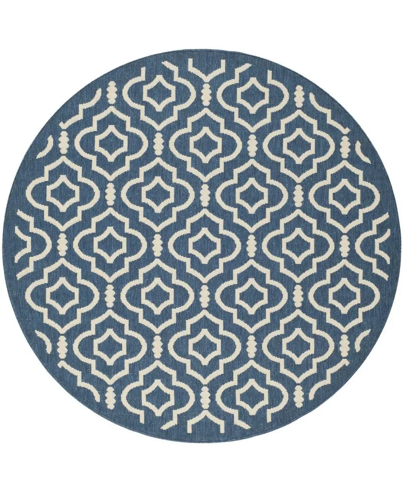 Safavieh Courtyard CY6926 Navy and Beige 5'3" x 5'3" Sisal Weave Round Outdoor Area Rug