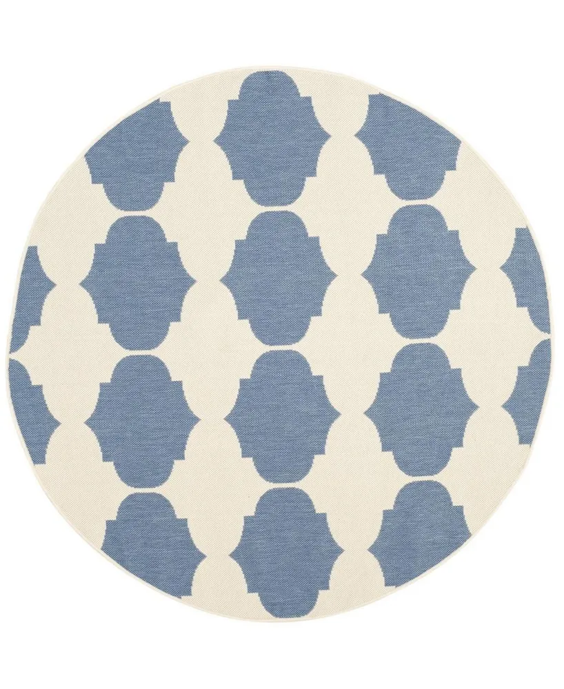 Safavieh Courtyard CY6162 Beige and Blue 5'3" x 5'3" Round Outdoor Area Rug