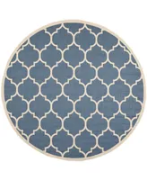 Safavieh Courtyard CY6914 Blue and Beige 5'3" x 5'3" Round Outdoor Area Rug