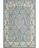 Safavieh Courtyard CY2727 Blue and Natural 6'7" x 6'7" Round Outdoor Area Rug