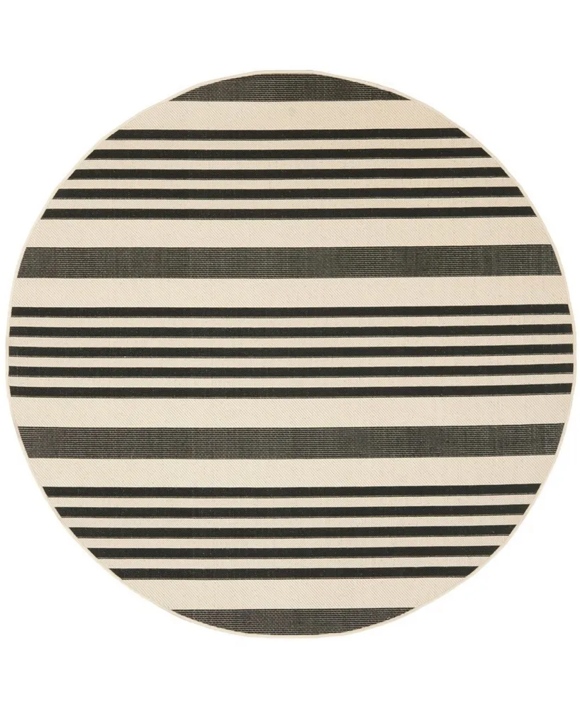 Safavieh Courtyard CY6062 Black and Bone 6'7" x 6'7" Sisal Weave Round Outdoor Area Rug