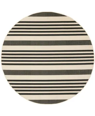 Safavieh Courtyard CY6062 Black and Bone 6'7" x 6'7" Sisal Weave Round Outdoor Area Rug