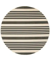 Safavieh Courtyard CY6062 Black and Bone 6'7" x 6'7" Sisal Weave Round Outdoor Area Rug