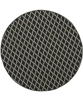 Safavieh Courtyard CY6919 Black and Beige 7'10" x 7'10" Round Outdoor Area Rug